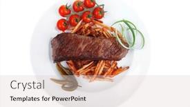  Presentation with taste - PPT theme having festival of taste grill meat on potato chips with fresh tomato and hot green peppers isolated on white background background and a lemonade colored foreground