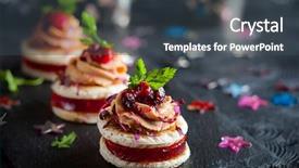  Presentation with foie - Beautiful presentation theme featuring festive appetizer with foie gras backdrop and a ocean colored foreground