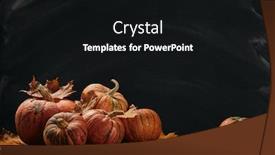  Presentation with halloween pumpkins thanksgiving day - PPT theme consisting of festive autumn still life with pumpkins and leaves on wooden table on black background with copy space concept of autumn harvest happy thanksgiving day or halloween background and a black colored foreground