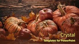  Presentation with halloween pumpkins thanksgiving day - Presentation design with festive-autumn-still-life background and a tawny brown colored foreground