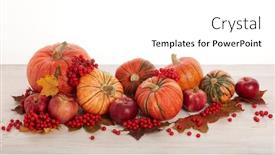  Presentation with halloween pumpkins thanksgiving day - Audience pleasing presentation design consisting of festive-autumn-still-life backdrop and a white colored foreground