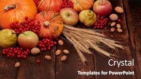  Presentation with brown harvest - Presentation design having festive-autumn-still-life background and a tawny brown colored foreground