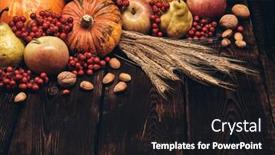  Presentation with brown harvest - PPT theme featuring festive-autumn-still-life background and a black colored foreground