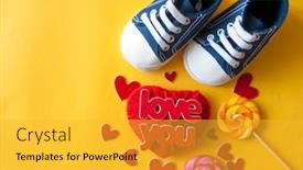  Presentation with baby celebration - Colorful slide set enhanced with festive-background-decoration-for-birthday backdrop and a yellow colored foreground