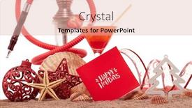  Presentation with shisha - Slide set enhanced with festive beach still life glass with cocktail hookah shisha seashells sand and christmas ornaments on white background new year and christmas winter vacation in warm countries beach holiday background and a lemonade colored foreground