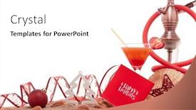  Presentation with year still life christmas - Slide set having festive beach still life glass with cocktail hookah shisha seashells sand and christmas ornaments on white background new year and christmas winter vacation in warm countries beach holiday background and a white colored foreground