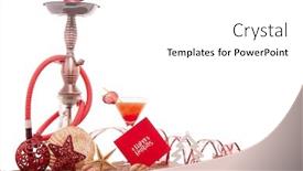  Presentation with year still life christmas - Audience pleasing presentation design consisting of festive beach still life glass with cocktail hookah shisha seashells sand and christmas ornaments on white background new year and christmas winter vacation in warm countries beach holiday backdrop and a white colored foreground