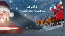  Presentation with blonde holds a magnifying glass - Audience pleasing presentation theme consisting of festive blonde holding a gift backdrop and a ocean colored foreground