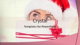  Presentation with festive - Colorful slide set enhanced with festive blonde holding christmas gift against glowing christmas background backdrop and a lemonade colored foreground