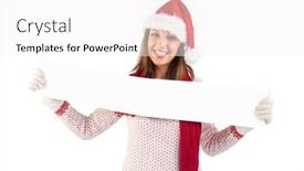  Presentation with festive - Colorful slide deck enhanced with festive blonde showing a blank banner on white background backdrop and a white colored foreground