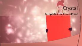  Presentation with shimmering - Audience pleasing slide deck consisting of festive blonde showing a red poster against snowflake design shimmering on red backdrop and a coral colored foreground