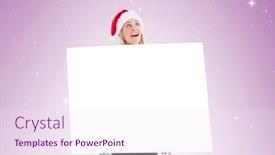  Presentation with poster - Colorful PPT layouts enhanced with festive-blonde-showing-poster backdrop and a pink colored foreground