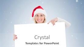  Presentation with poster - Amazing theme having festive blonde showing white poster on vignette background backdrop and a white colored foreground