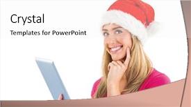  Presentation with festive - PPT theme enhanced with festive blonde using tablet pc on white background background and a white colored foreground