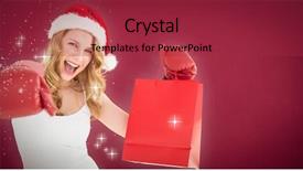  Presentation with festive - Presentation design featuring festive blonde with boxing gloves and shopping bag against red background background and a red colored foreground