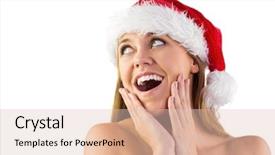  Presentation with festive - Presentation theme featuring opatija s town from the rocks on the beach in a rainy day background and a dark gray colored foreground