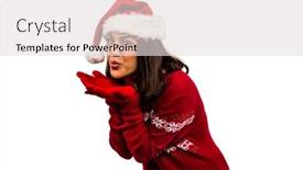  Presentation with festive - Beautiful slide set featuring festive brunette blowing over hands on white background backdrop and a lemonade colored foreground