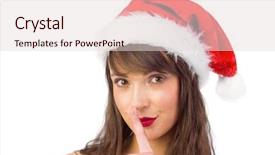  Presentation with festive - Beautiful theme featuring festive brunette keeping a secret backdrop and a  colored foreground