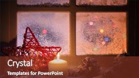  Presentation with house window - Colorful PPT layouts enhanced with festive candles and holiday backdrop and a tawny brown colored foreground