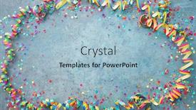  Presentation with birthday party - Colorful slide set enhanced with festive-carnival-or-birthday-party backdrop and a light blue colored foreground