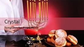  Presentation with hanukkah - Theme featuring festive ceremony on hanukkah on dark background background and a red colored foreground