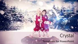  Presentation with woods - Amazing presentation design having festive child in snow globe backdrop and a coral colored foreground