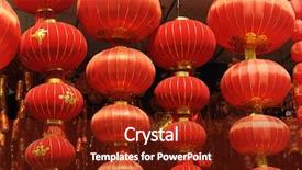  Presentation with chinese lantern - Slides enhanced with festive chinese red lantern decorations background and a tawny brown colored foreground
