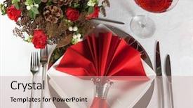  Presentation with wedding white - Amazing PPT layouts having festive christmas or wedding table backdrop and a coral colored foreground