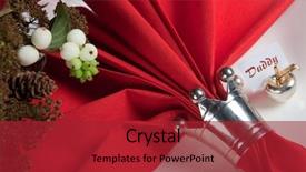  Presentation with napkins - Colorful presentation enhanced with festive christmas or wedding table with red napkins on a white tablecloth backdrop and a red colored foreground