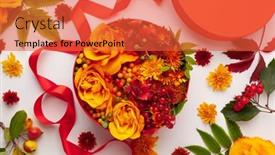  Presentation with red and white festive - Colorful theme enhanced with festive-composition-with-beautiful-flowers backdrop and a red colored foreground