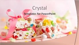  Presentation with sweet candy - Amazing PPT theme having festive-dessert-with-chocolate-marshmallow backdrop and a lemonade colored foreground