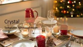  Presentation with catering - Beautiful presentation featuring festive dinner at home backdrop and a coral colored foreground