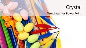  Presentation with festive - Cool new presentation theme with festive easter decorations colored eggs backdrop and a white colored foreground
