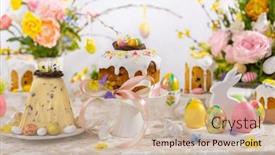  Presentation with cutlery easter table setting - Slide set having festive-easter-table-setting-easter background and a soft green colored foreground