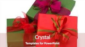 Presentation with an open gift box - PPT theme featuring festive gift box stack isolated background and a crimson colored foreground