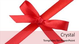  Presentation with gift ribbon - PPT theme enhanced with festive gift ribbon and bow isolated on white background and a red colored foreground