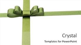  Presentation with ribbon green - Presentation design enhanced with festive green gift ribbon background and a white colored foreground