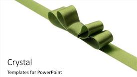  Presentation with ribbon green - Presentation consisting of festive green gift ribbon and bow isolated on white background background and a white colored foreground