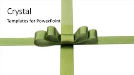  Presentation with ribbon green - Cool new presentation design with festive green gift ribbon backdrop and a white colored foreground