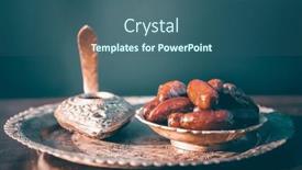  Presentation with greeting card - Colorful slide deck enhanced with festive-greeting-card-for-muslim backdrop and a ocean colored foreground