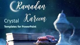  Presentation with greeting card - PPT theme having festive-greeting-card-for-muslim background and a ocean colored foreground