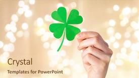  Presentation with green lights - PPT layouts with festive lights on beige background background and a lemonade colored foreground