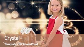  Presentation with gingerbread house - Presentation theme having festive little girl making gingerbread background and a coral colored foreground