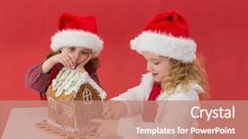  Presentation with gingerbread house - Colorful slide deck enhanced with festive little girls making backdrop and a coral colored foreground