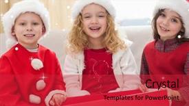  Presentation with siblings - Presentation featuring festive little siblings smiling at camera against snow background and a red colored foreground