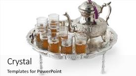  Presentation with tea party - Theme having traditional festive moroccan silver tea background and a white colored foreground