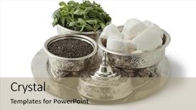  Presentation with tea party - Audience pleasing PPT layouts consisting of traditional festive moroccan silver tea backdrop and a coral colored foreground