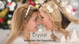  Presentation with festive - Amazing slides having festive mother and daughter beside christmas tree against christmas themed frame backdrop and a coral colored foreground