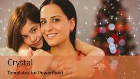  Presentation with twinkling stars - Amazing slide set having festive mother and daughter smiling at camera against twinkling stars backdrop and a coral colored foreground