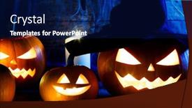  Presentation with dark web - Theme with festive-mystical-halloween-interior-pumpkin background and a navy blue colored foreground